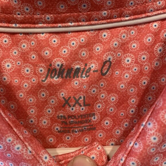 Johnnie-O 2XL Performance Stretch Golf Polo All Over Geometric Floral Print Pink - Picture 2 of 8